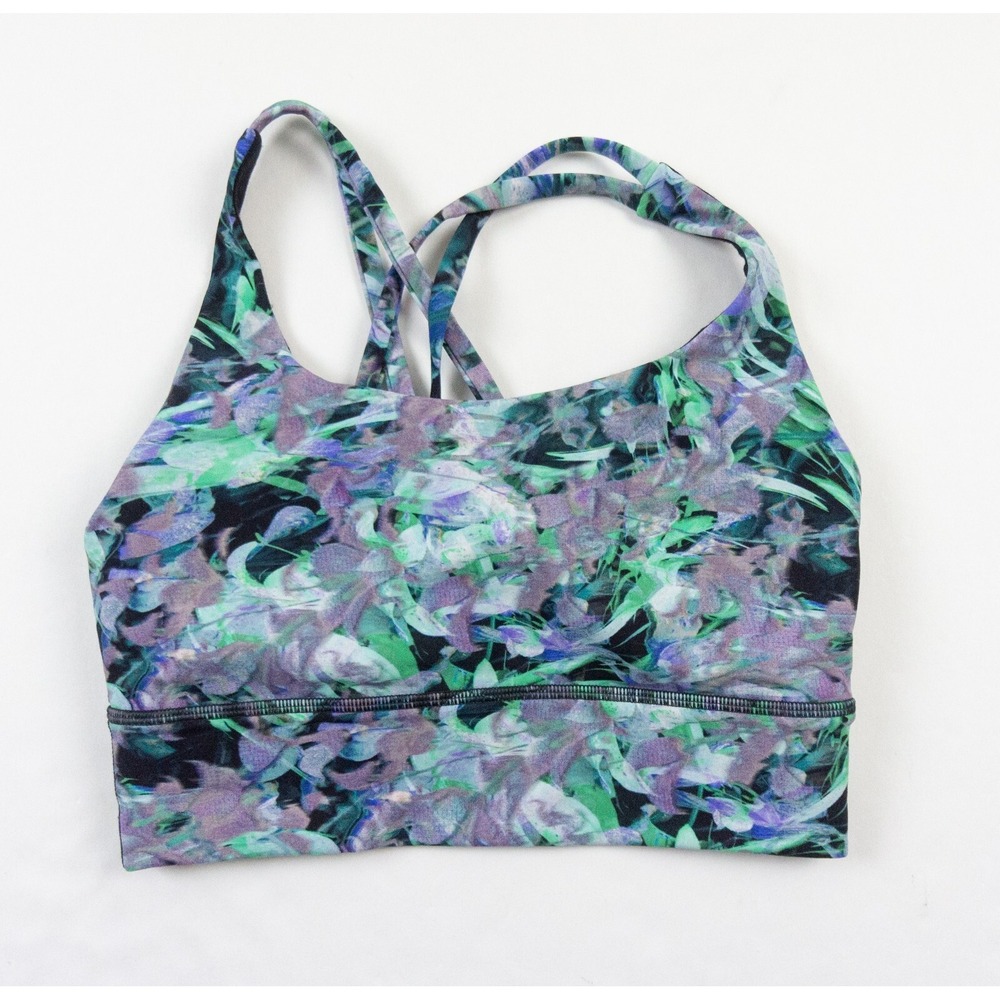 Lululemon Sports Bra Womens 4 Energy Longline Medium Support Activewear Floral
